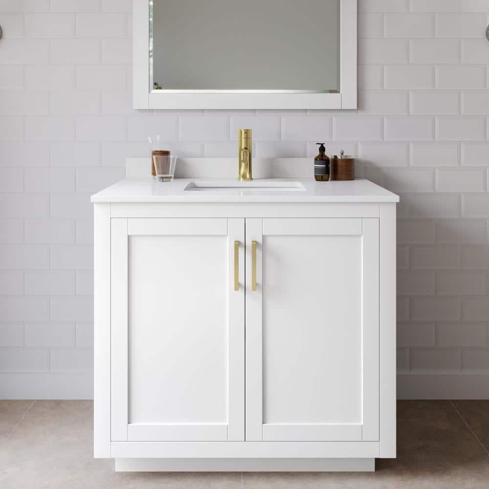 Wyndham Collection Miranda 36" Freestanding Single Bathroom Vanity with Cultured Marble Top