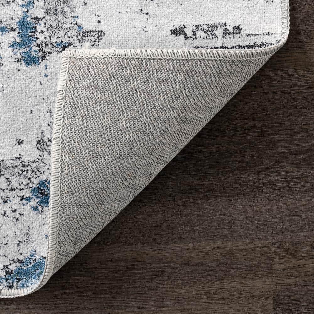 Nuloom Dali Abstract 2x8 Machine Washable Runner Indoor Area Rug for Living Room Bedroom Dining Room Entryway Hallway Kitchen, Blue Grey/Ivory
