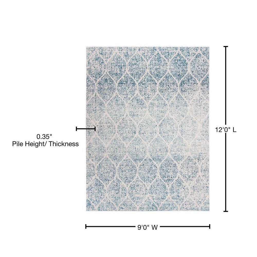 SAFAVIEH Madison Leighton Geometric Area Rug, Cream/Turquoise, 9' x 12'