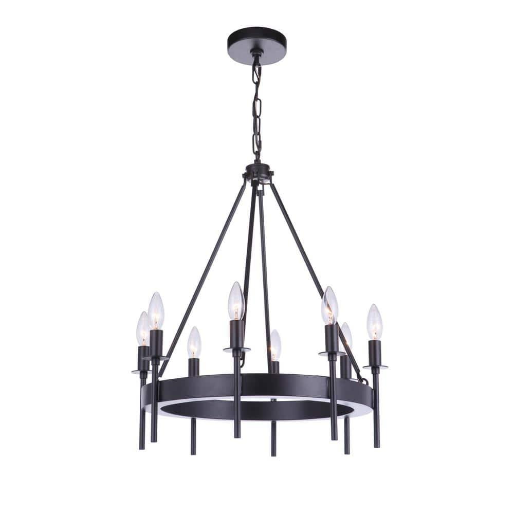 54328-FB-Craftmade Lighting-Larrson - 8 Light Chandelier-Flat Black Finish    -Traditional Installation