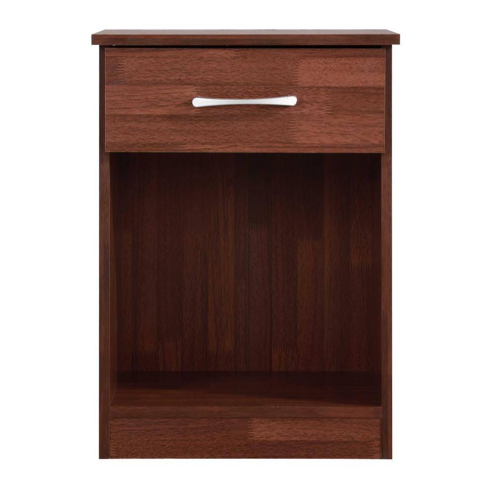 Passion Furniture Lindsey 1-Drawer Cherry Nightstand (24 in. H x 18 in. W x 16 in. D)