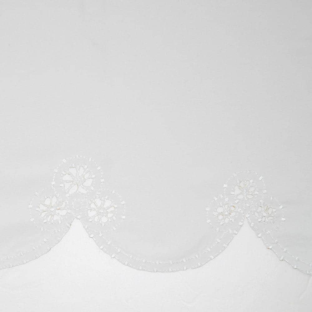 14"x58" Mariela Floral Trim Semi-Sheer Rod Pocket Kitchen Window Valance and Tiers Set White - No. 918: Light Filtering Kitchen Curtains Set