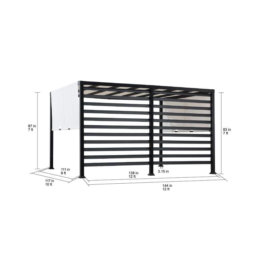 Sunjoy Sunjoy Outdoor Pergola 10 x 12 ft. Steel Pergolas with White Adjustable Shade and Privacy Screen for Backyard