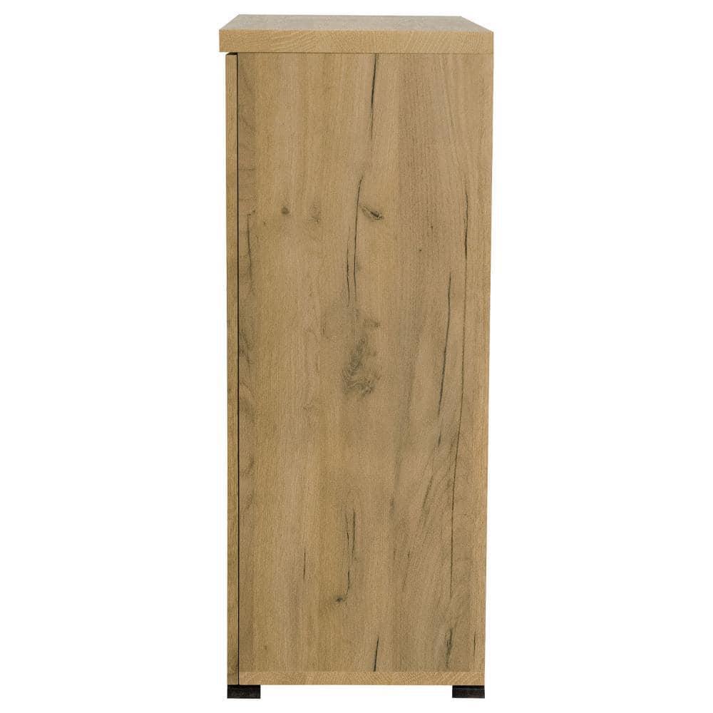38 in. Accent Cabinet Chest with 5 Adjustable Shelf Units, Golden Oak Brown