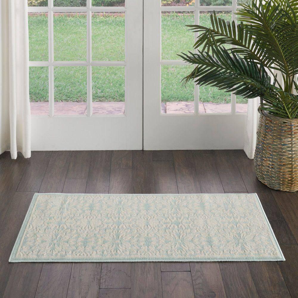 Nourison Jubilant 2' x 4' Ivory/Green Area Rug Beach Transitional Floral by Nourison