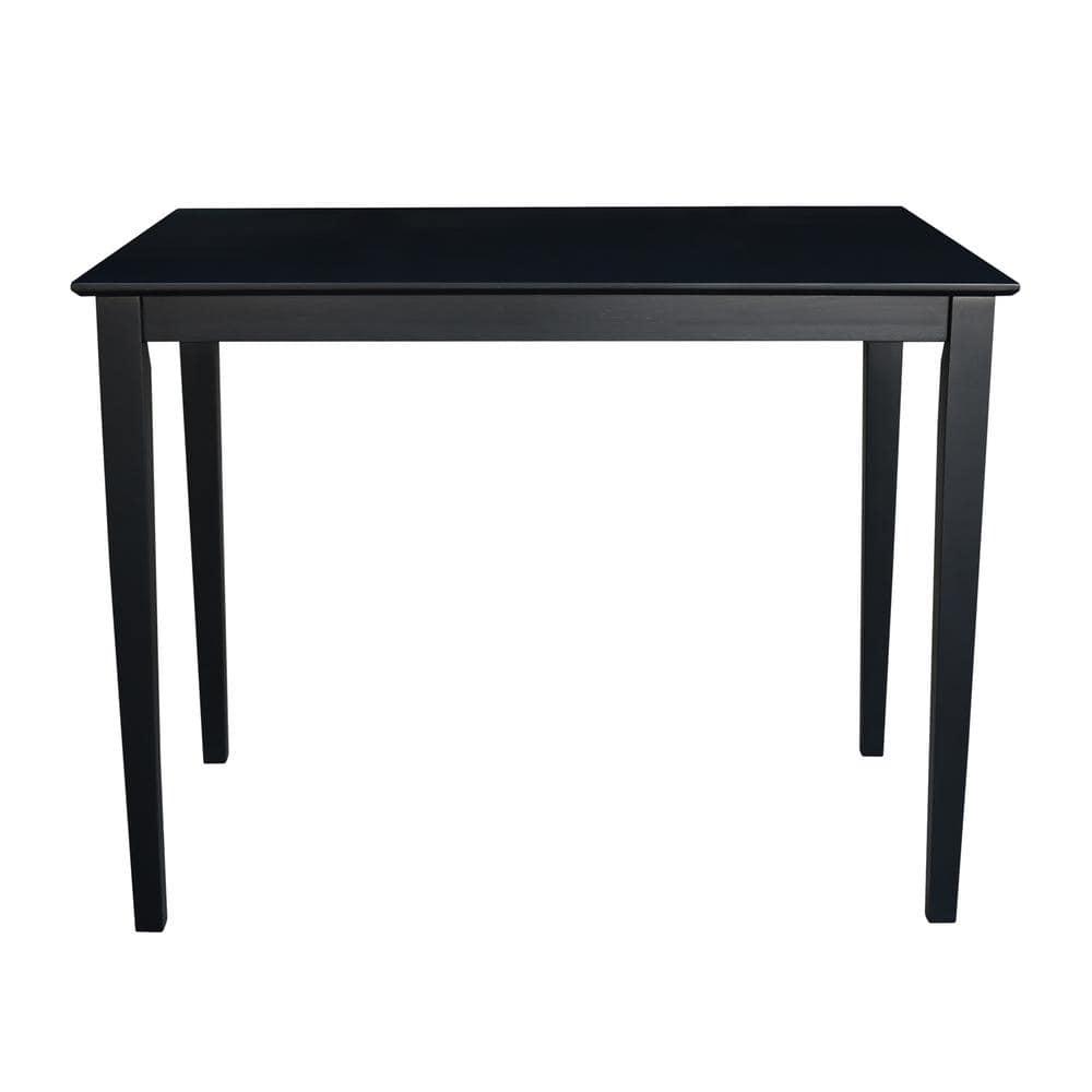 30" x 48" Solid Wood Top Counter Height Table with Shaker Legs Black - International Concepts: Parawood, Non-Extension