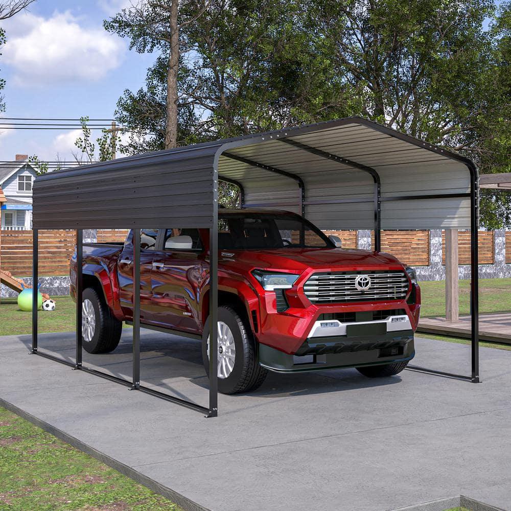 HomeViewto Outdoor Carport, 10 X 15 FT Carport, Heavy Duty Carport Canopy With Galvanized Steel Roof And Frame, Metal Carport Large Garage For Driveway Car, Truck