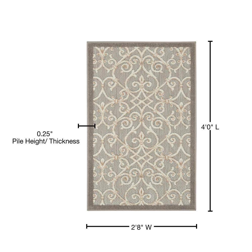 Nourison Aloha Contemporary Scroll Flatweave High-Low Indoor Outdoor Area Rug Natural 2'8" x 4'