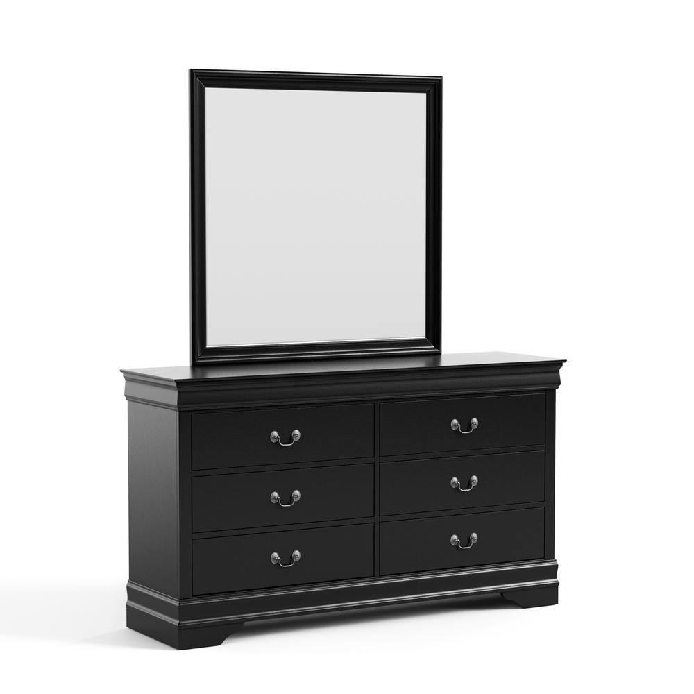 Furniture of America Toni Wood 6-Drawer Dresser with Mirror in Black