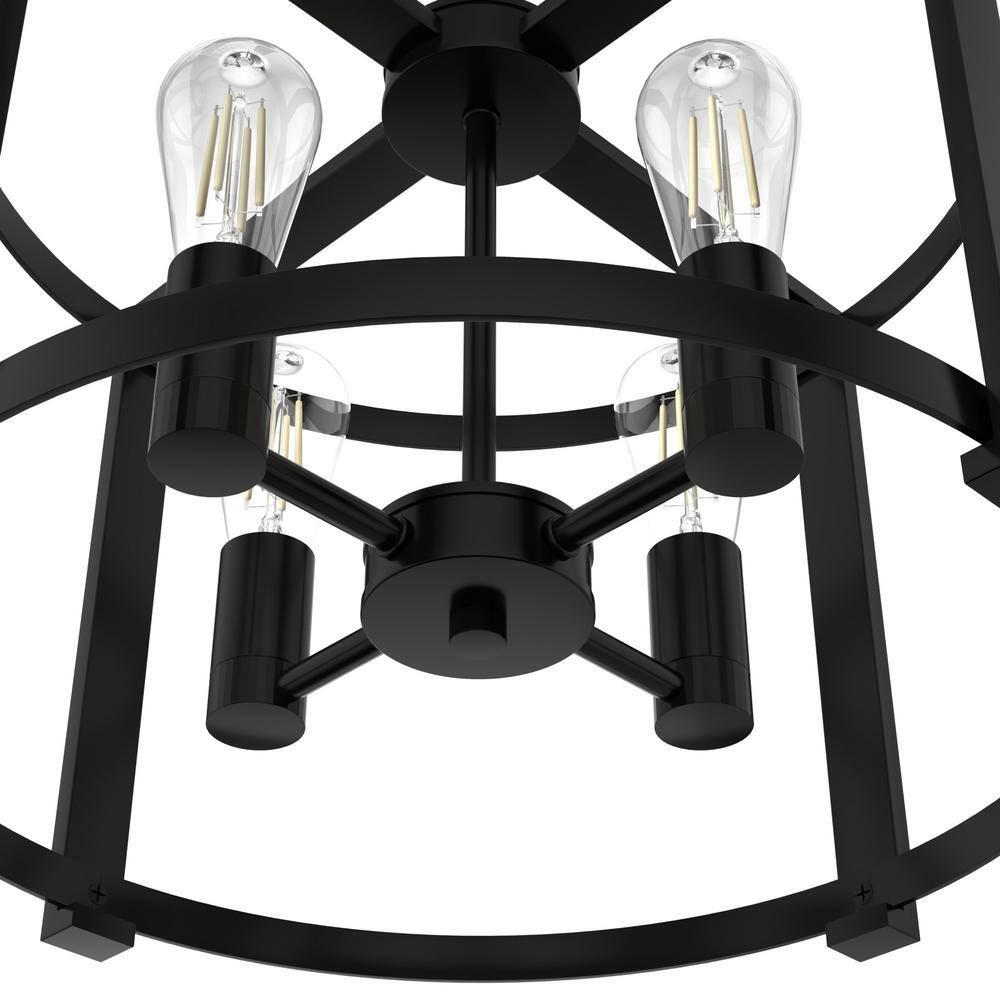 18" 4-Light Astwood Chandelier Black - Hunter Fan: Modern Metal Ceiling Fixture, UL Listed, Dimmable