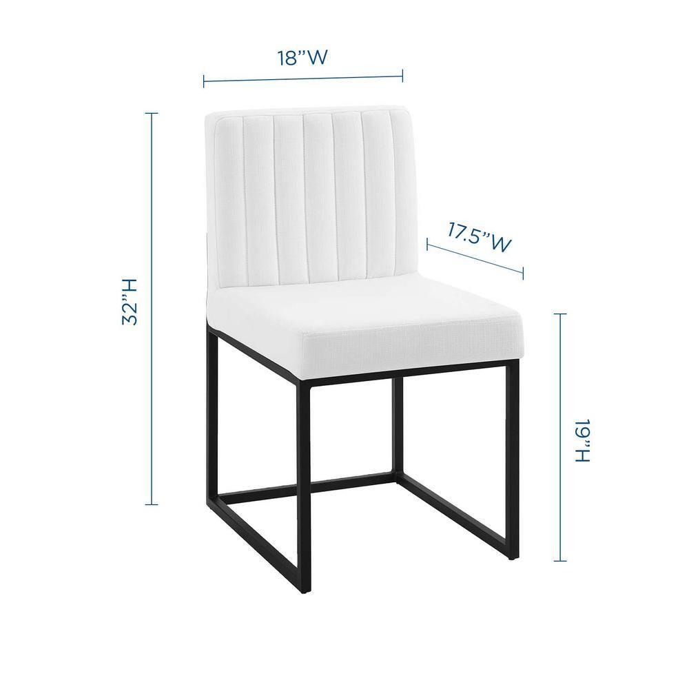 Modway Carriage 19" Channel Tufted Sled Base Fabric Dining Chair in Black/White