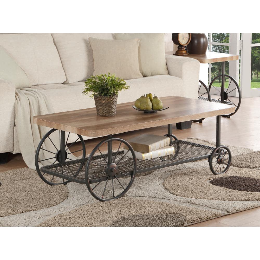 Modish Coffee Table Oak and Antique Gray - Saltoro Sherpi