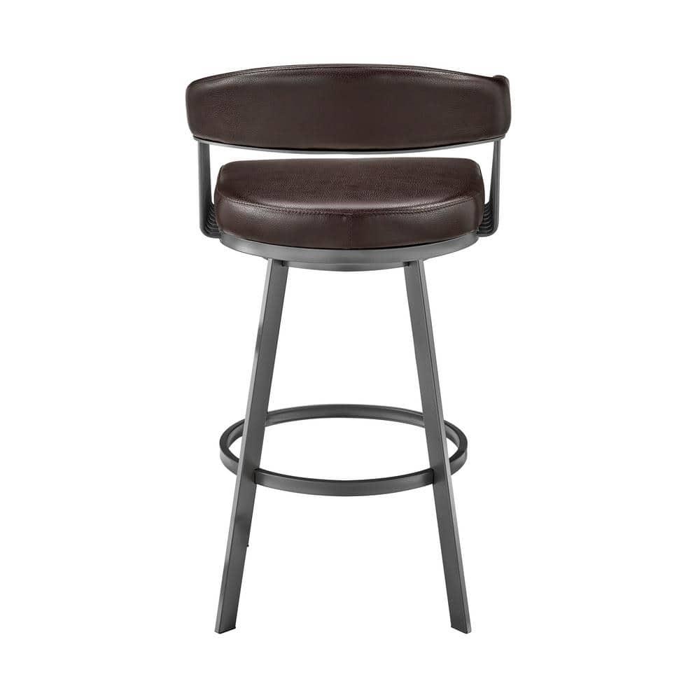 Armen Living Chelsea Swivel 30 in. Faux Leather Bar Stool