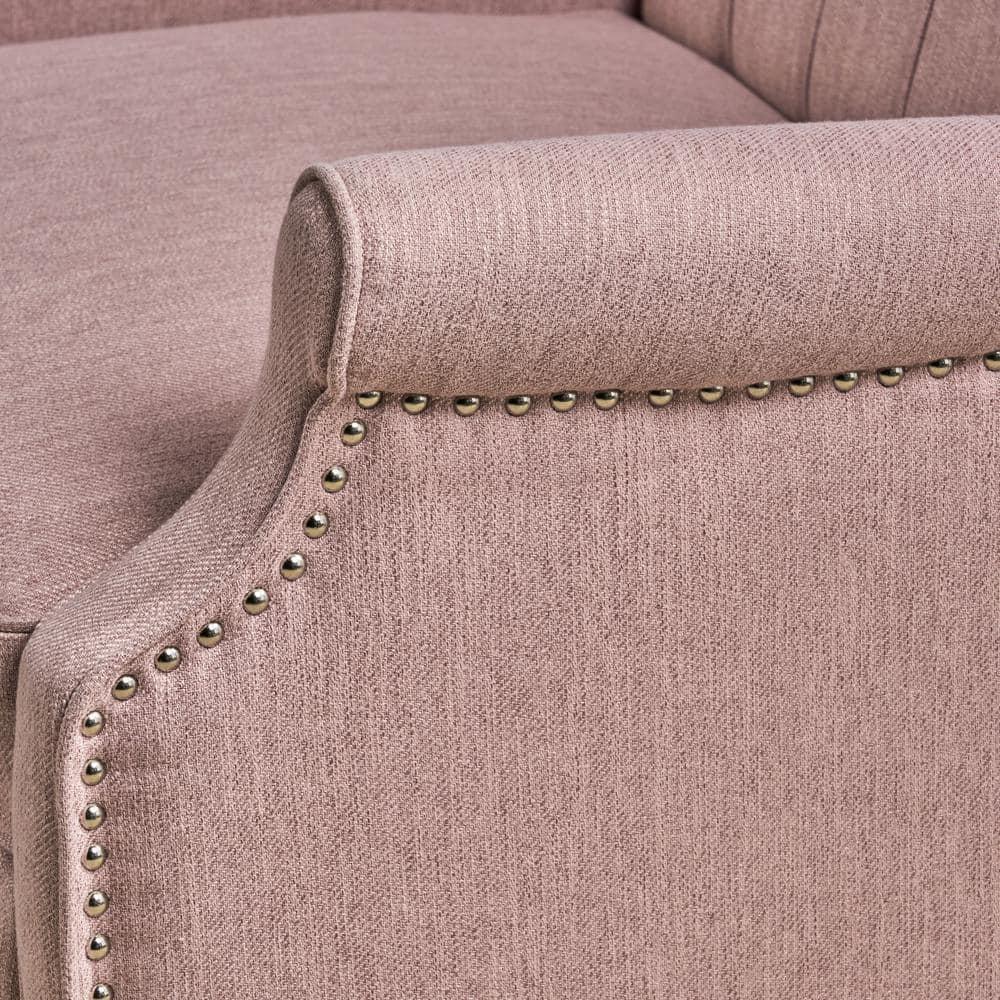 Noble House Albert Oversized Tufted Fabric Push Back Recliner, Pink
