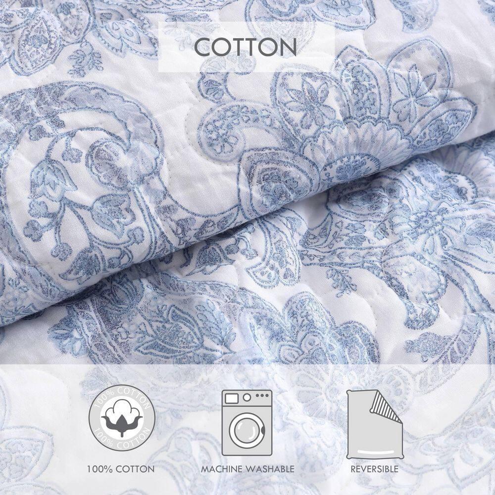 2pc Twin Field of Paisley Quilt Set Blue - Stone Cottage