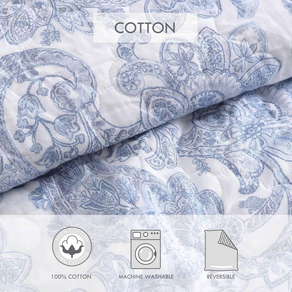 Stone Cottage Bedding Stone Cottage Field Of Paisley Cotton Reversible Blue Quilt Set, King