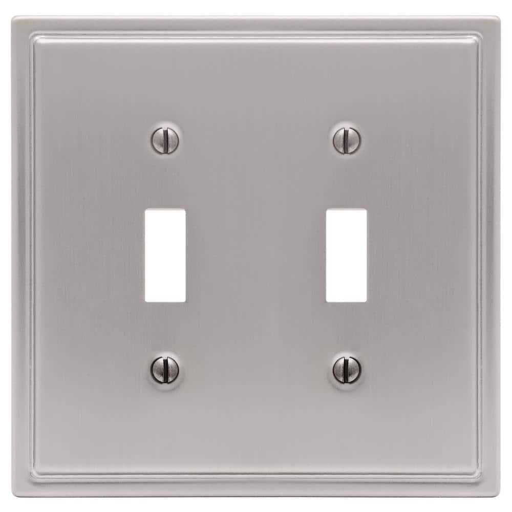 Amerelle 148TTBN Moderne Wallplate, 2 Toggle, Steel, Brushed Nickel, 1-Pack