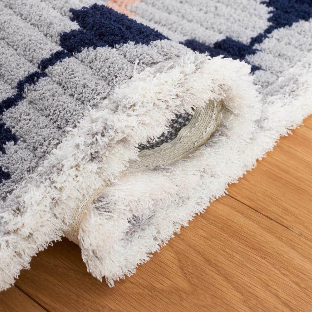 SAFAVIEH Marrakesh Naomi Southwestern Polyester Area Rug, Grey/Blue Rust, 9' x 12'