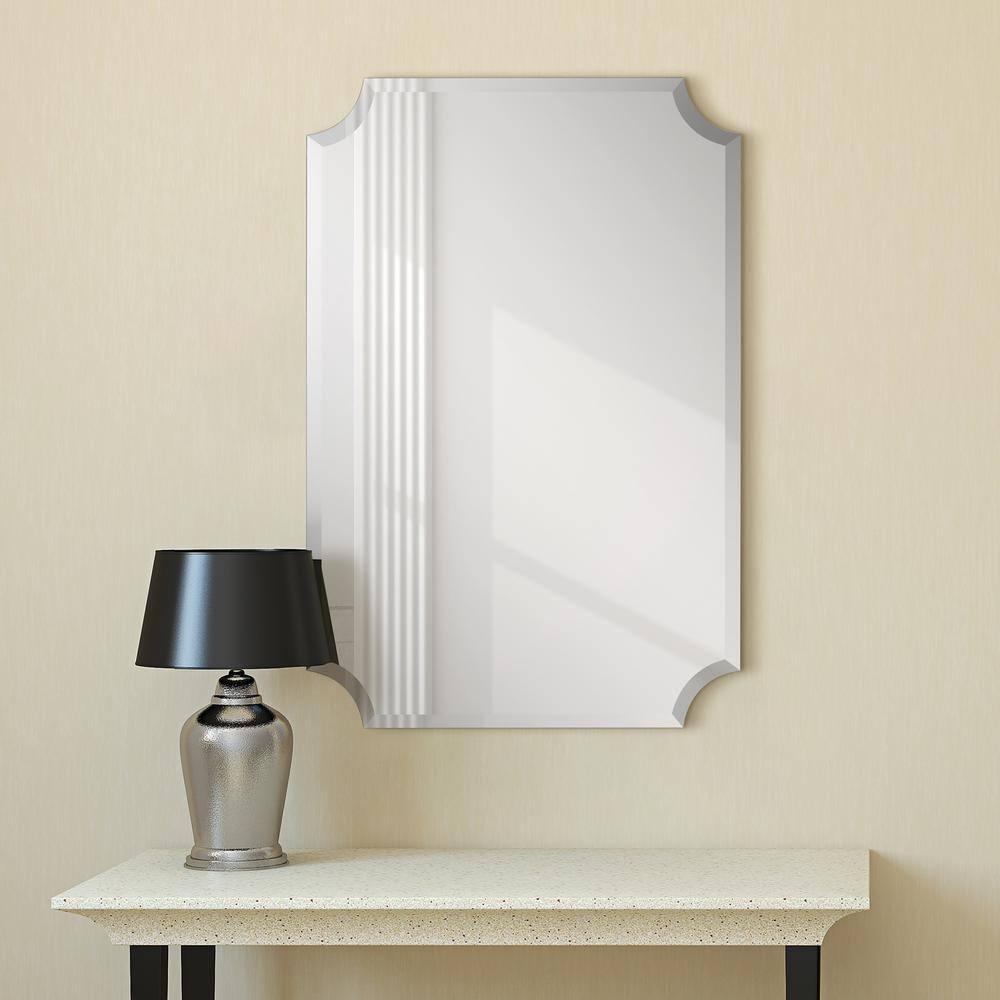 Empire Art Direct Frameless Rectangle Scalloped Beveled Wall Mirror - Clear 24 in. x 0.39 in. x 36 in.