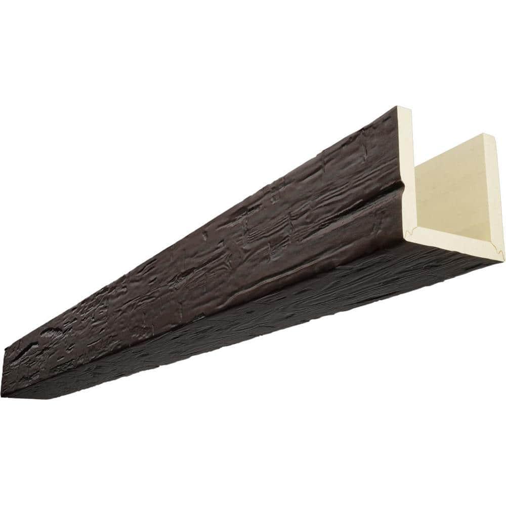 10"W x 10"H x 10'L 3-Sided (U-beam) Hand Hewn Endurathane Faux Wood Ceiling Beam, Premium Cherry