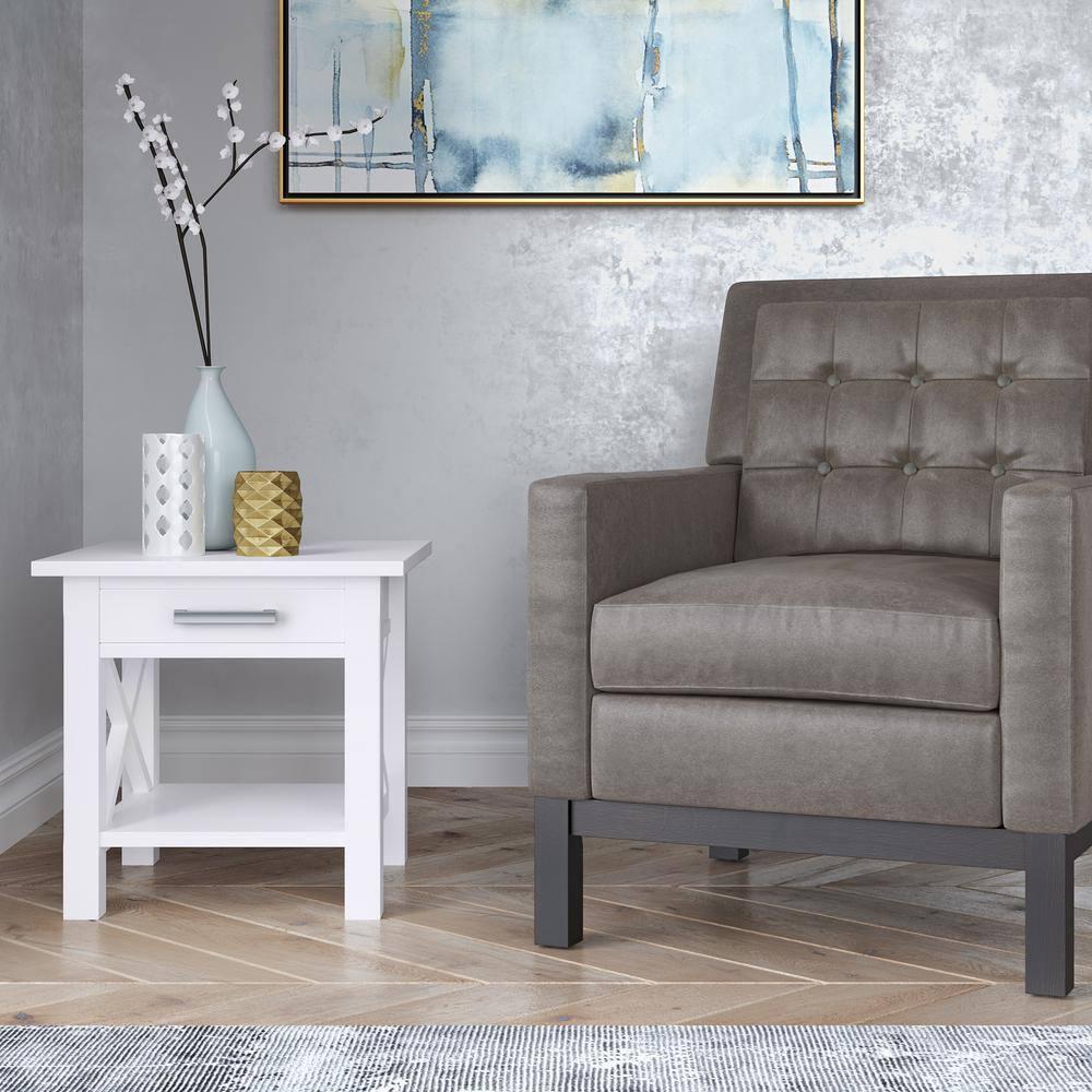 Simpli Home Kitchener 21" Square Contemporary Solid Wood End Table in White