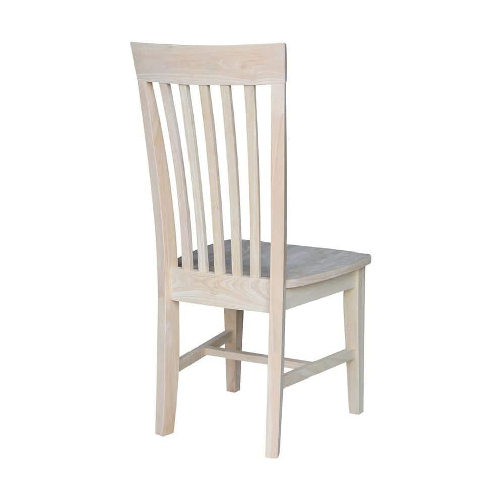 Set of 2 Tall Mission Chairs Wood/Unfinished - International Concepts: Solid Parawood, Kitchen Furniture