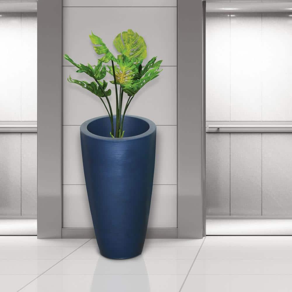 Neptune Blue Tall Polyethylene Outdoor Planter