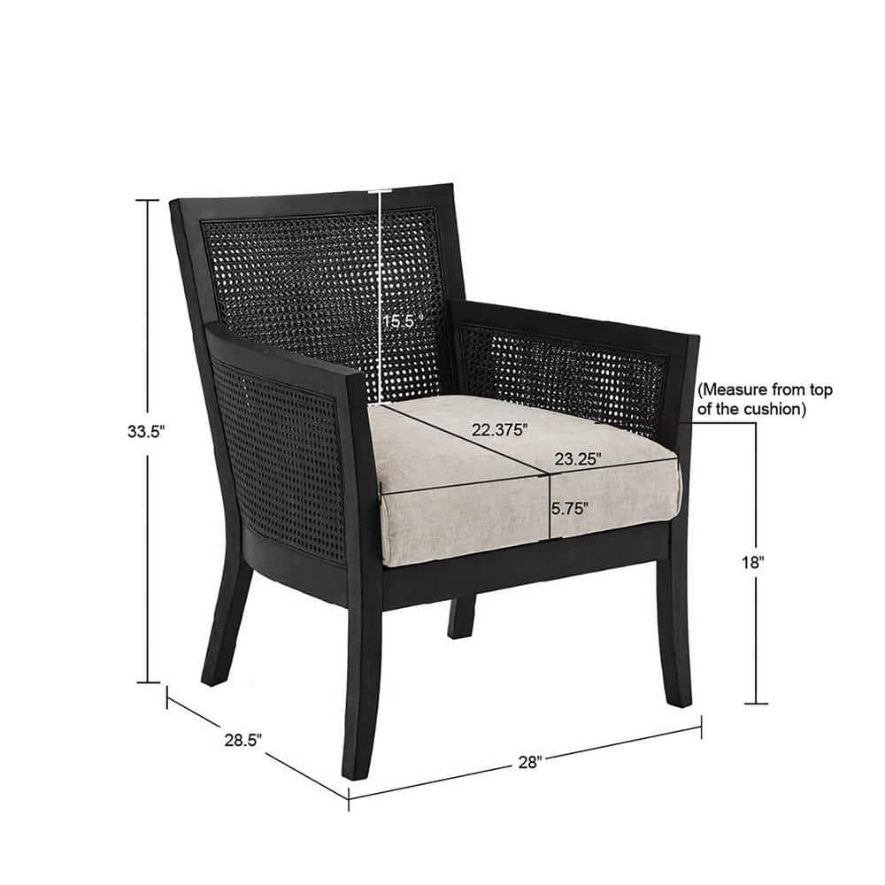 Madison Park Paulie Accent Chair Black: Upholstered, Wood Legs, Removable Cushions, Foam Fill