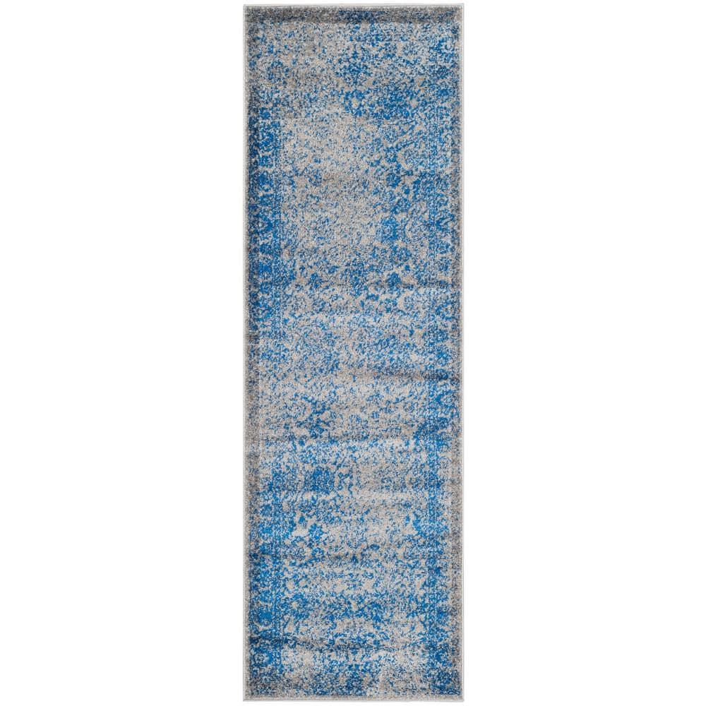 Adirondack ADR109 Machine Made Indoor Runner - Grey/Blue - 2'-6"x16' - Safavieh