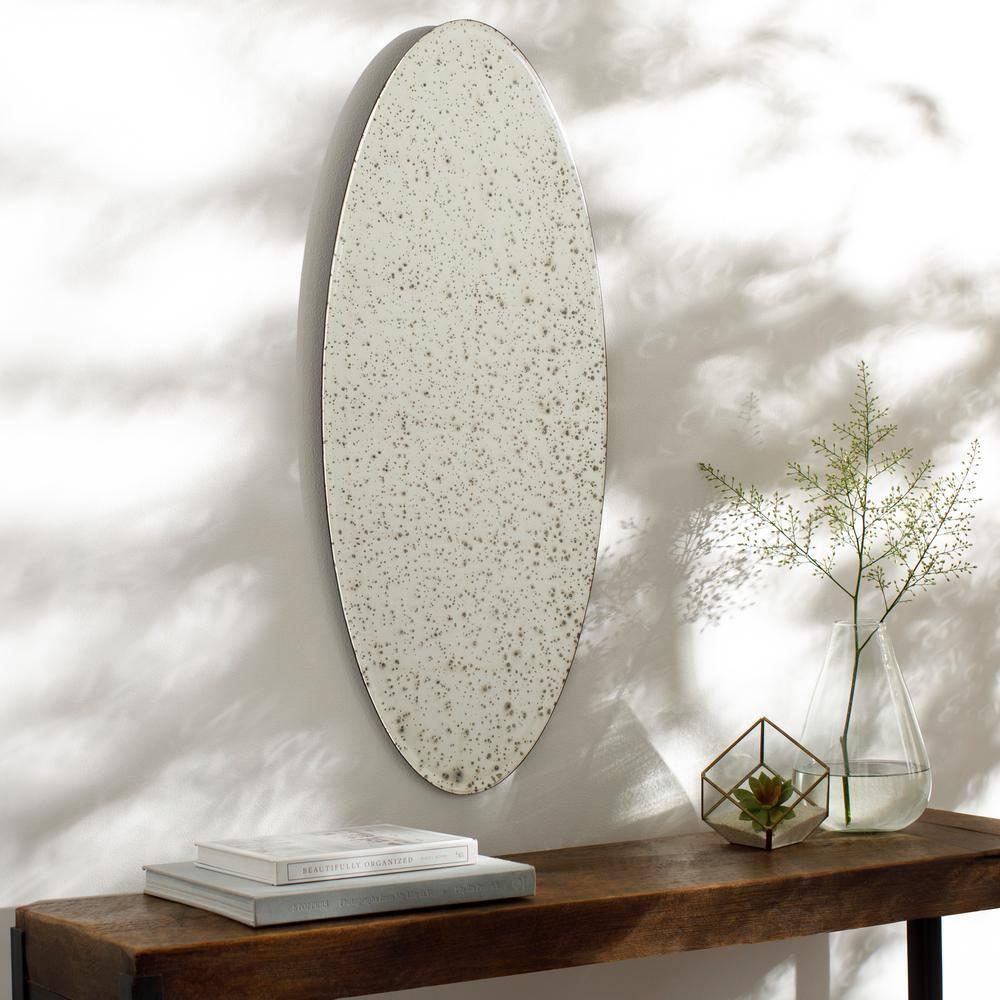 Oval Frameless Beveled Glass Wall Mirror