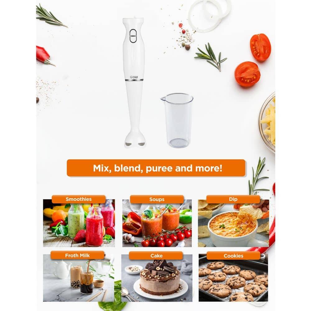 Commercial Chef COMMERCIAL CHEF Immersion Blender, Hand Blender with Stainless Steel Blades