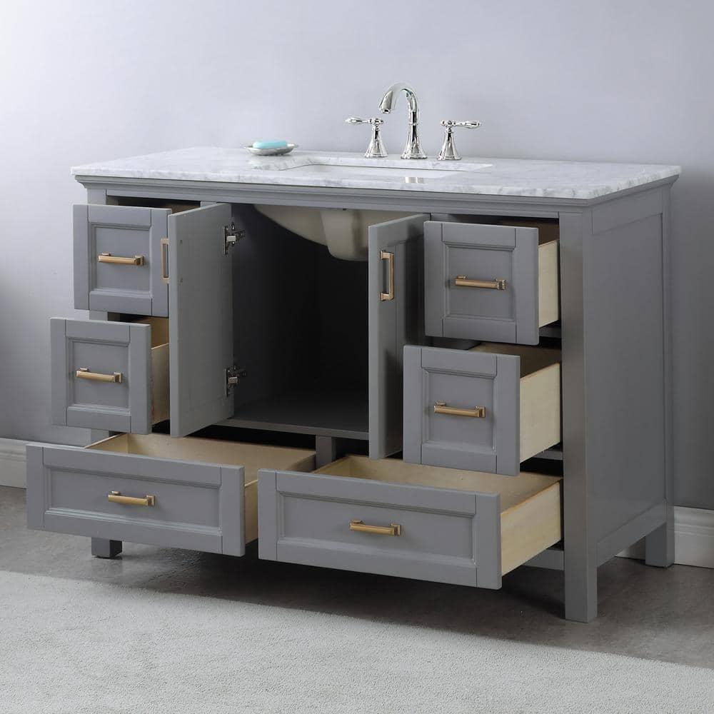 Isla 48" Marble Countertop Single Vanity w/o Mirror Gray