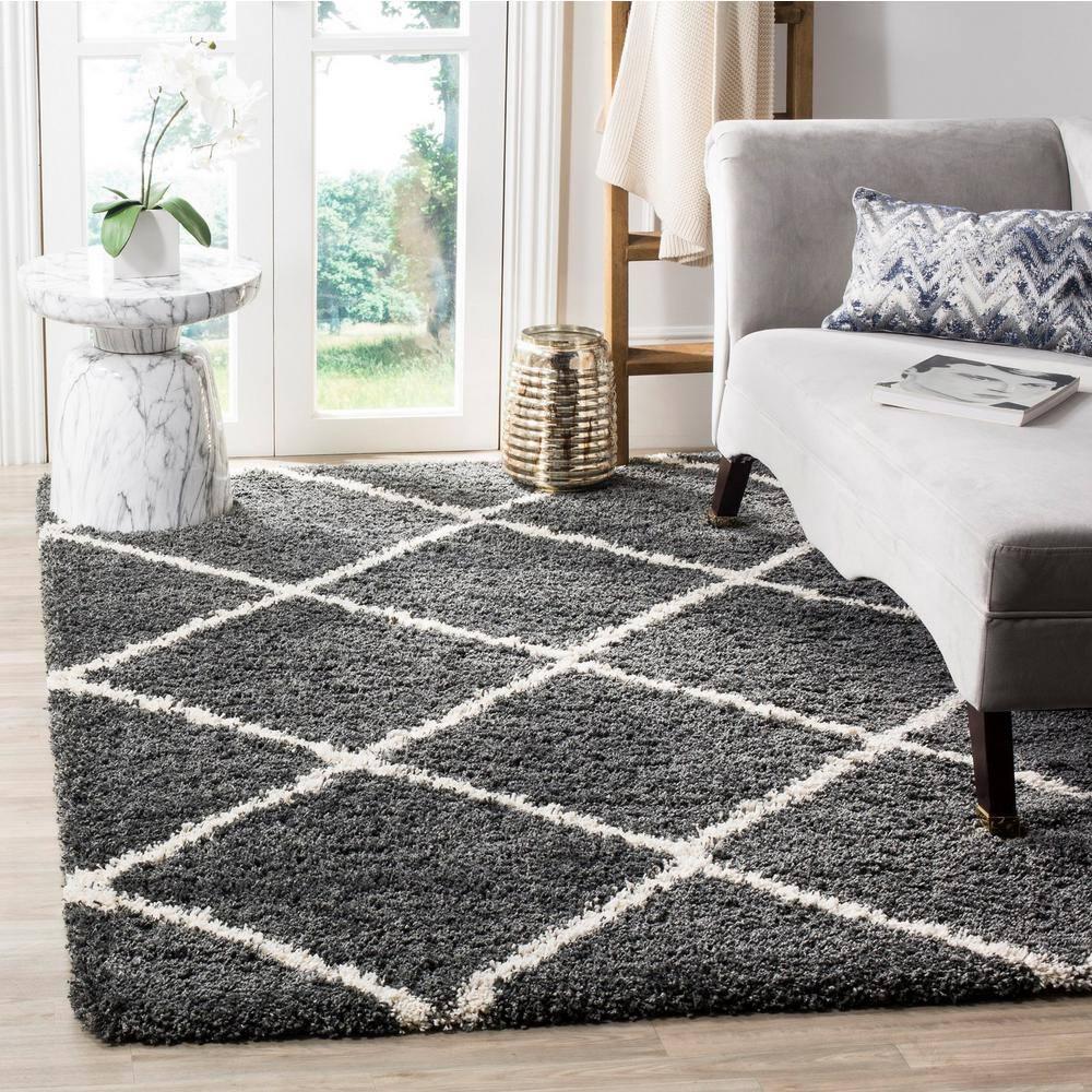 Hudson Shag SGH281 Power Loomed Indoor Area Rug - Dark Grey/Ivory - 8'x10' - Safavieh