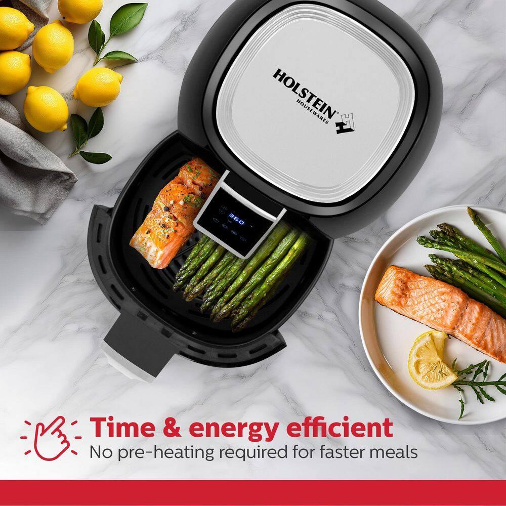Holstein Housewares - 3.7QT Digital Air Fryer, Black - Convenient and User Friendly with Optimal Control Panel and Seven Cooking Presets