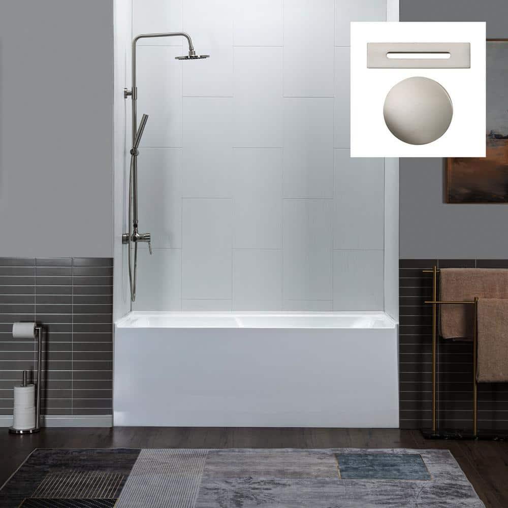 Flint 60'' x 30'' Alcove / Tile In Soaking Acrylic Bathtub