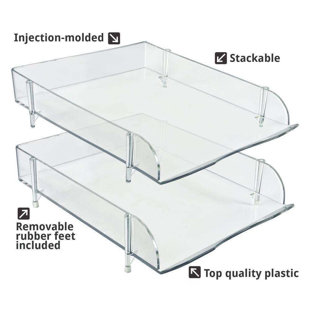 Stackable Clear Letter Tray Desk Organizer, 4-Pack (Set of 4)