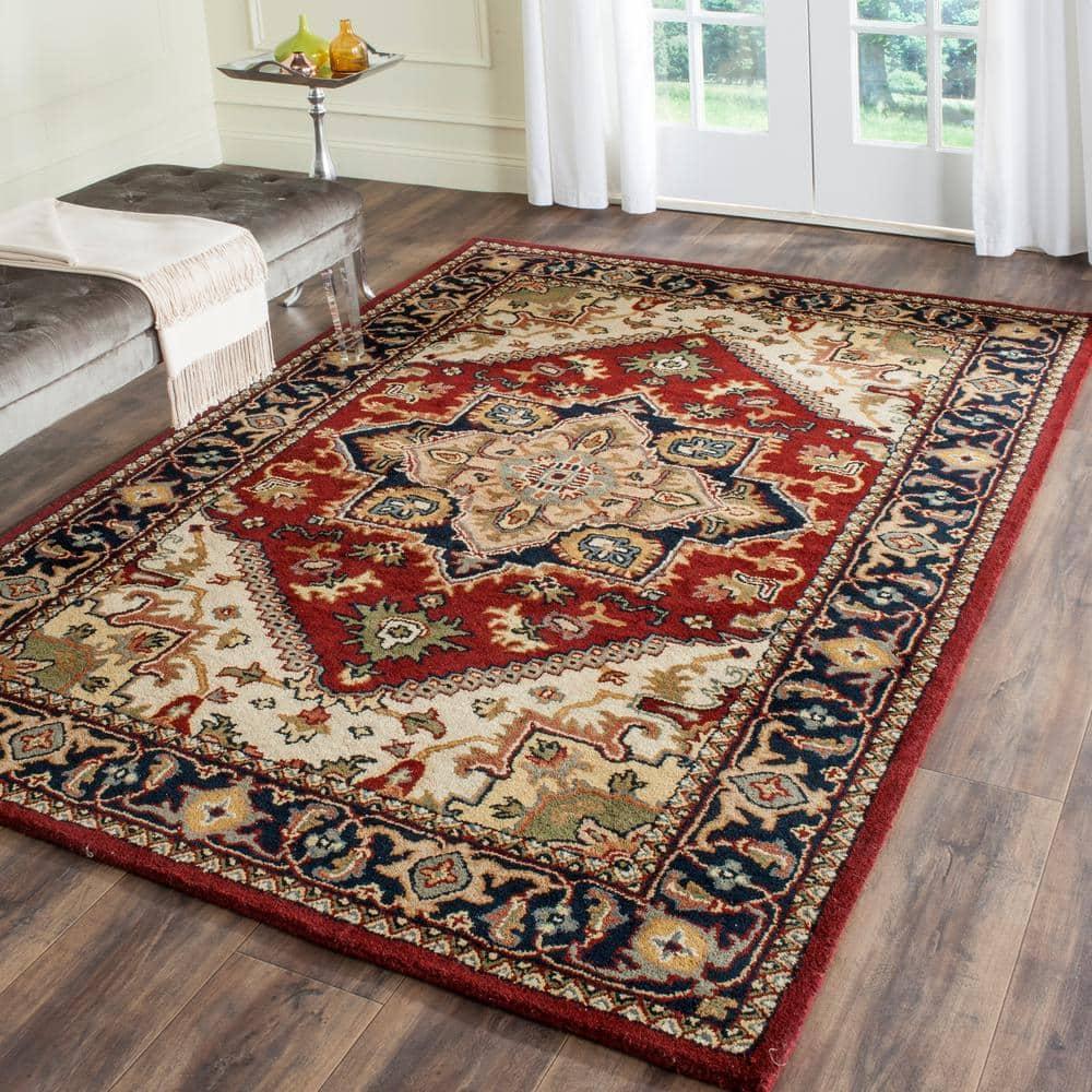 SAFAVIEH Heritage York Oriental Wool Area Rug, Red, 10' x 10' Square