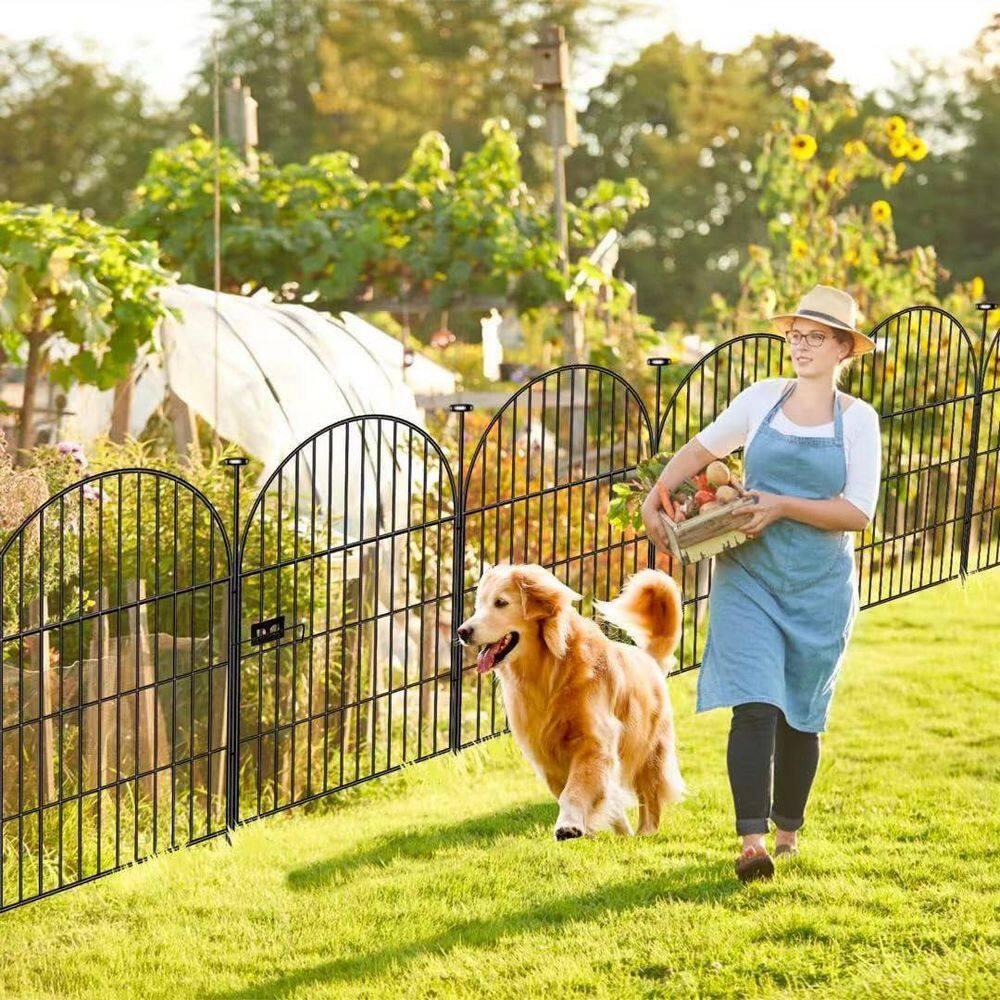 Tall Garden Fence Animal Barrier with Gate, 32 in(H) 16 Panels Garden Fences and Borders for Dogs, Dog Fence Outdoor for Yard, Total Length 35 Ft Metal Temporary Fencing│Patented