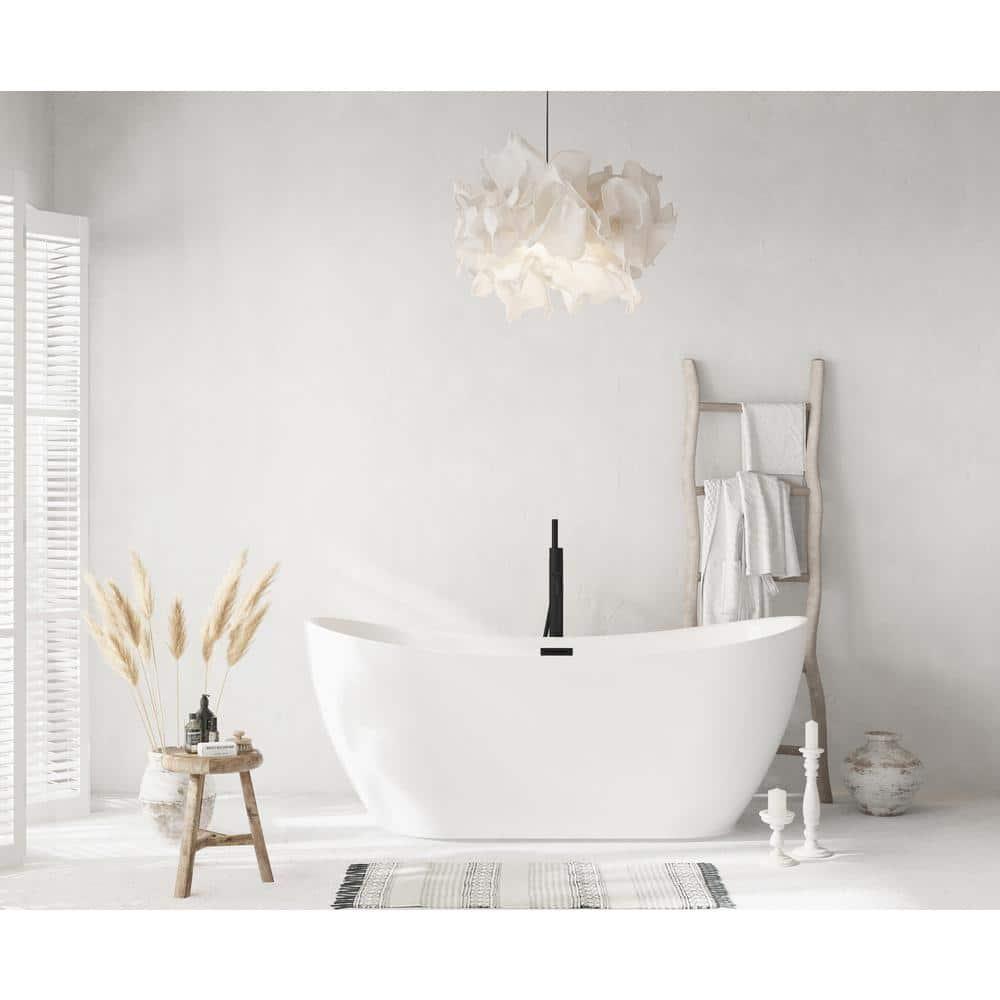 Living District 67 Inch Bathtub in Glossy White with Trim BT30467GW-MBK