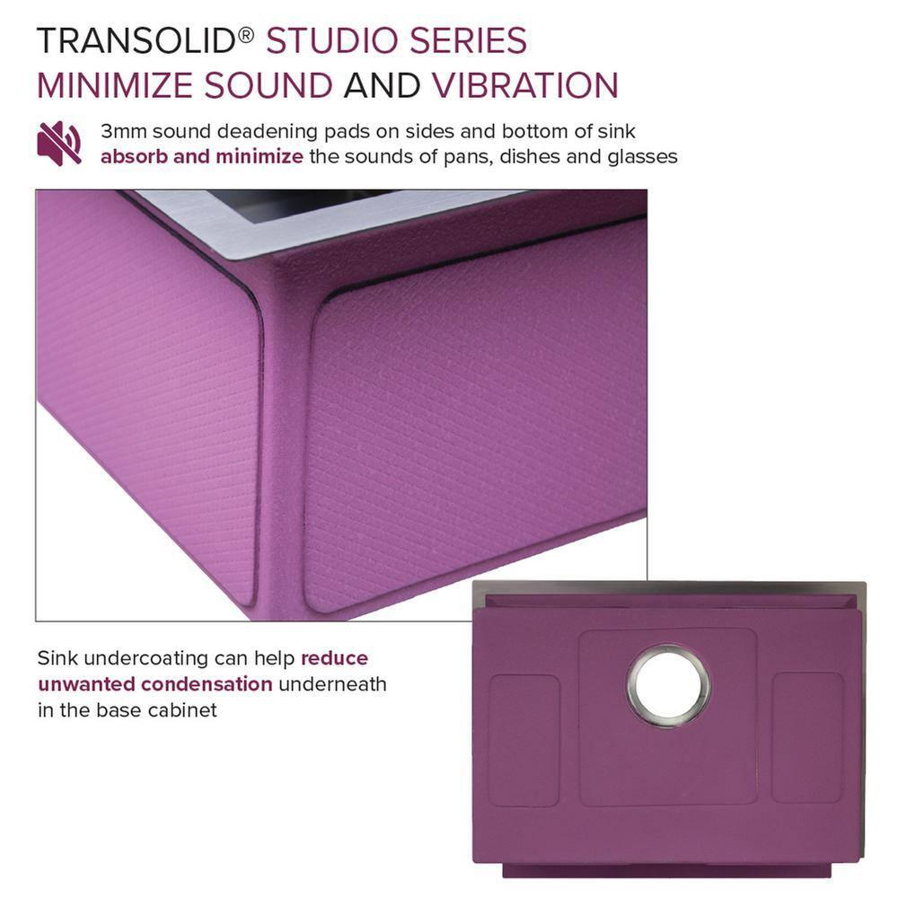 Transolid Studio 26-in x 19-in x 11-in Undermount Stainless Kitchen Sink, SinkPocket, Grid, Strainer