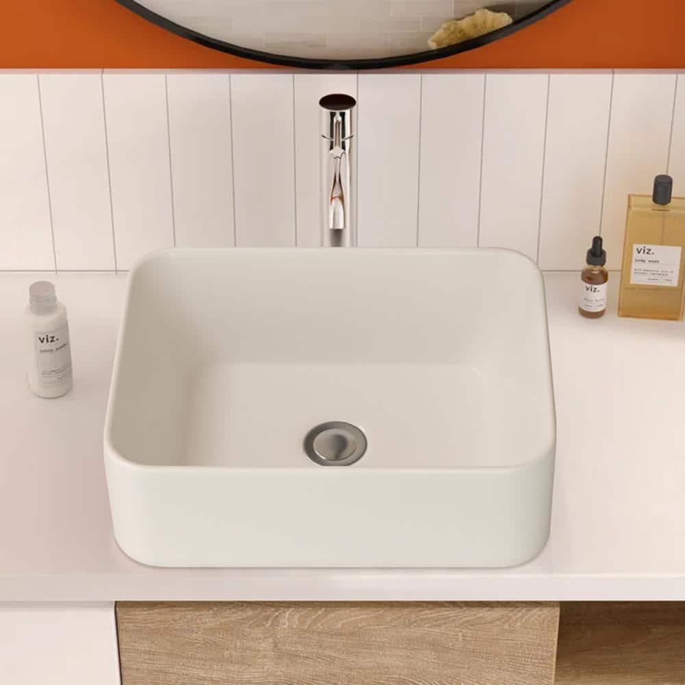 LEPUDAY LPD21VS14MP LEPUDAY 5.5'' White Ceramic Rectangular Bathroom Sink