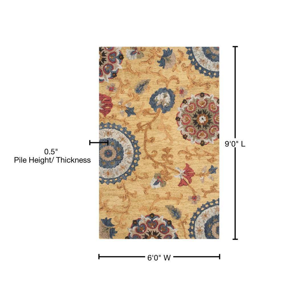Blossom BLM401 Hand Tufted Area Rug - Gold/Multi - 6'x9' - Safavieh.