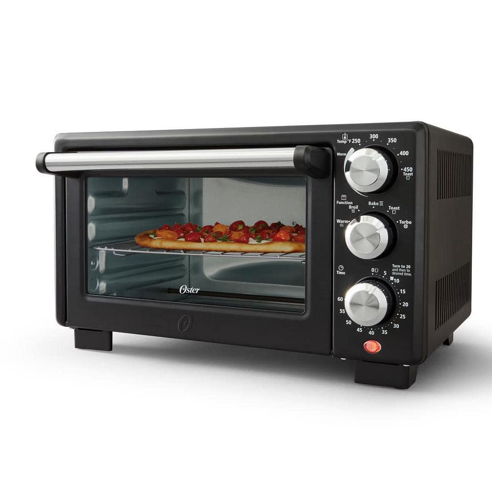 Matte Black and Silver 4-Slice Convection Toaster Oven