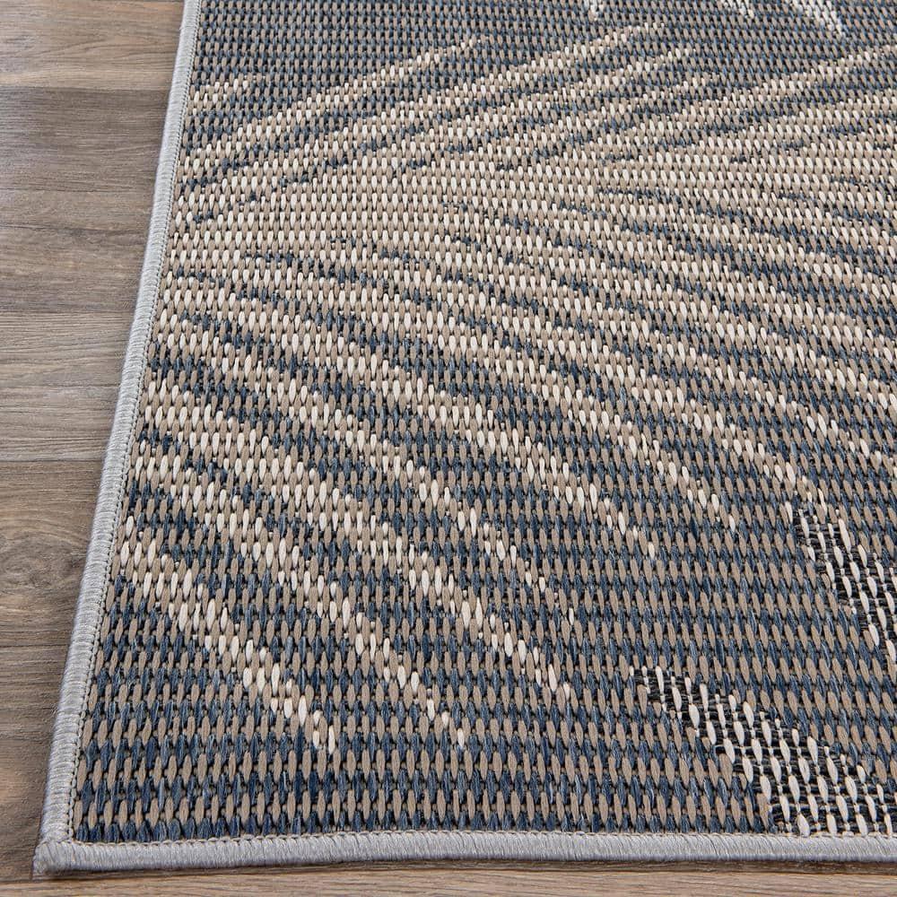 World Rug Gallery Bahama Palm Frond Indoor/Outdoor Area Rug - Gray 7'10" x 10'