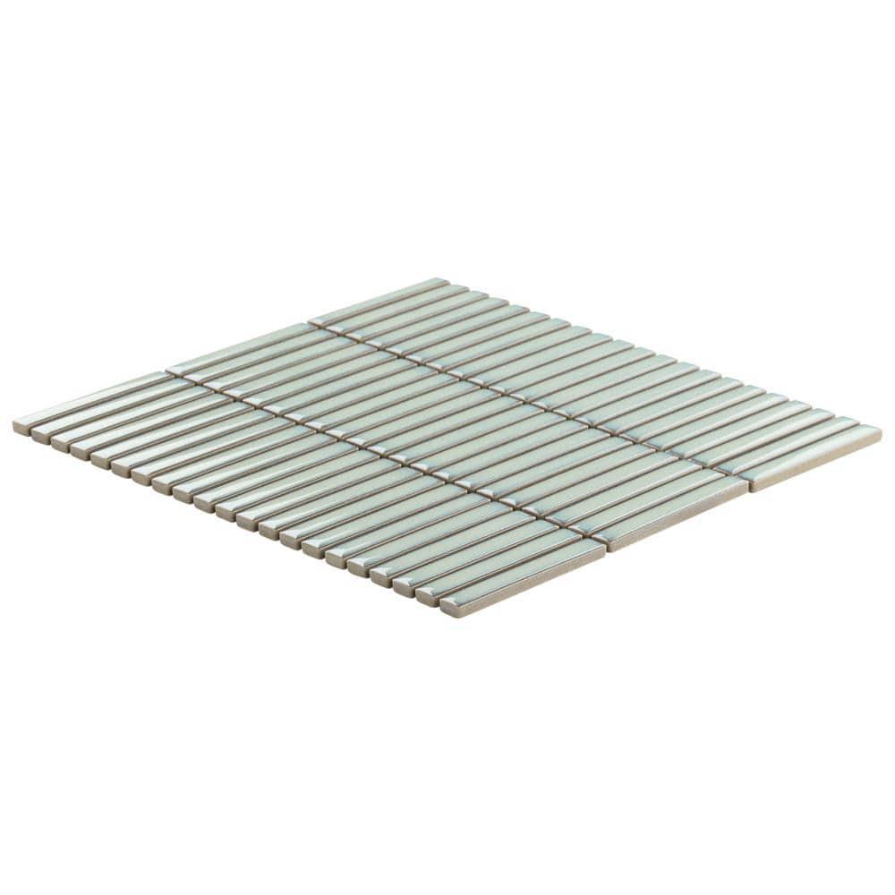 Monogram Stacked 11.19 In. X 11.9 In. Glossy Porcelain Mosaic Floor And Wall Tile (0.92 Sq. Ft. / Each)