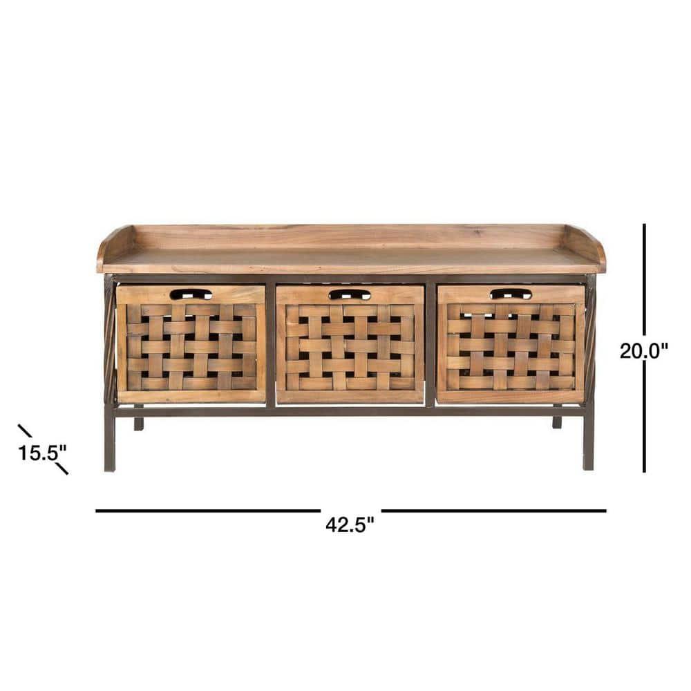 Isaac Wooden Storage Bench - AMH6530 - Oak - Safavieh Couture