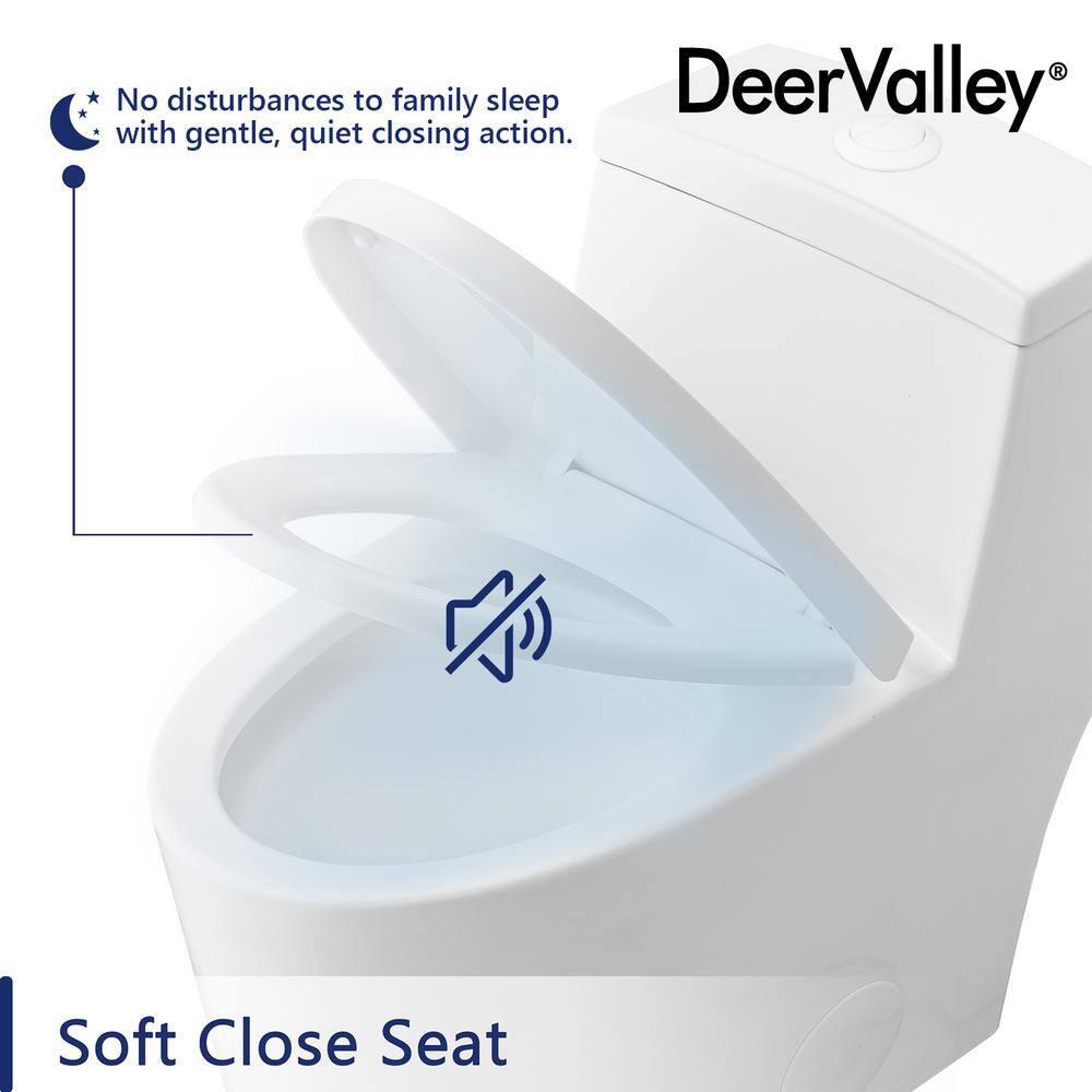 DeerValley Prism Dual-Flush Elongated One-Piece Toilet with Glazed Surface Lower Water Tank for Space Saving (Seat Included)