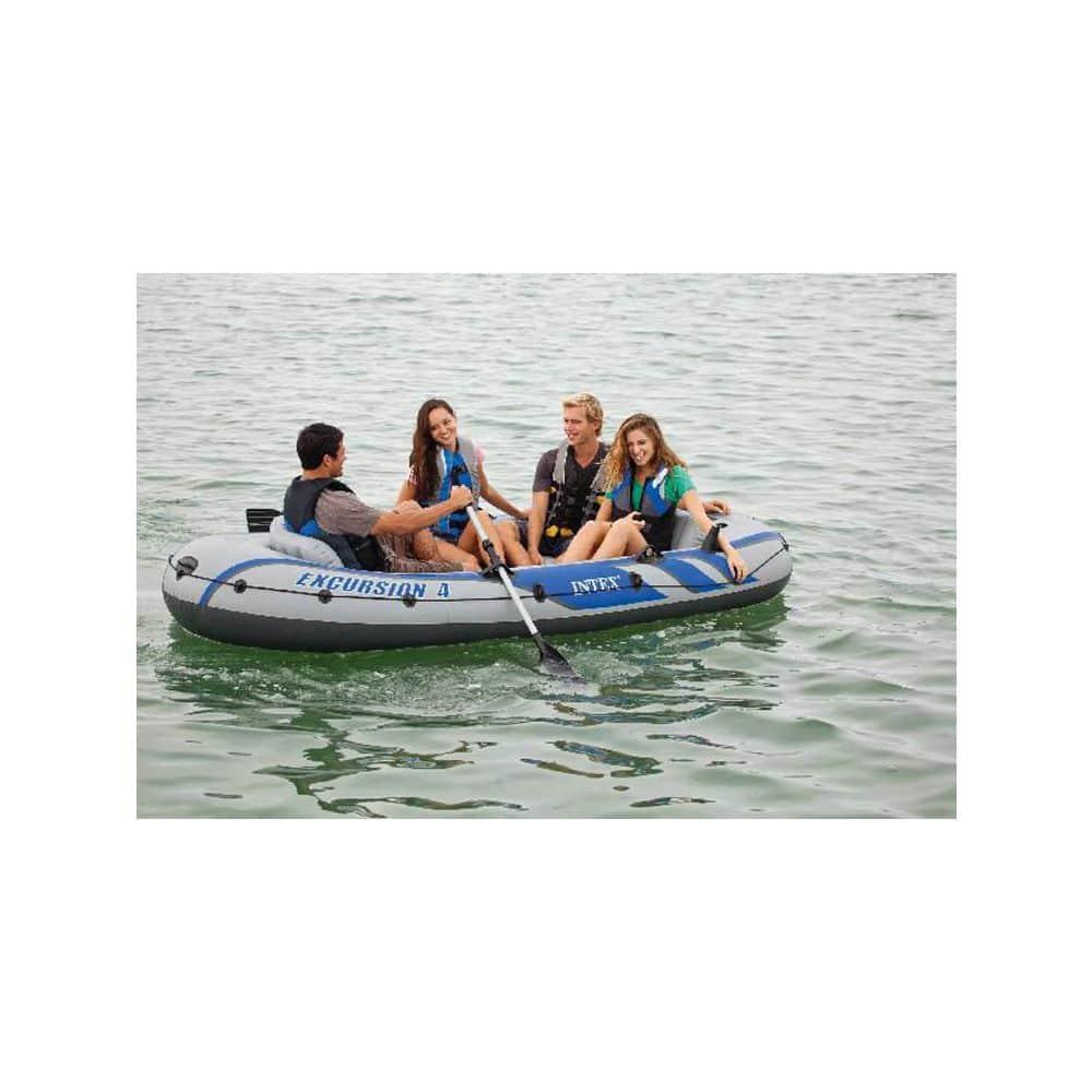 Intex Excursion 4 Inflatable Rafting/Fishing Boat Set With 2 Oars | 68324EP