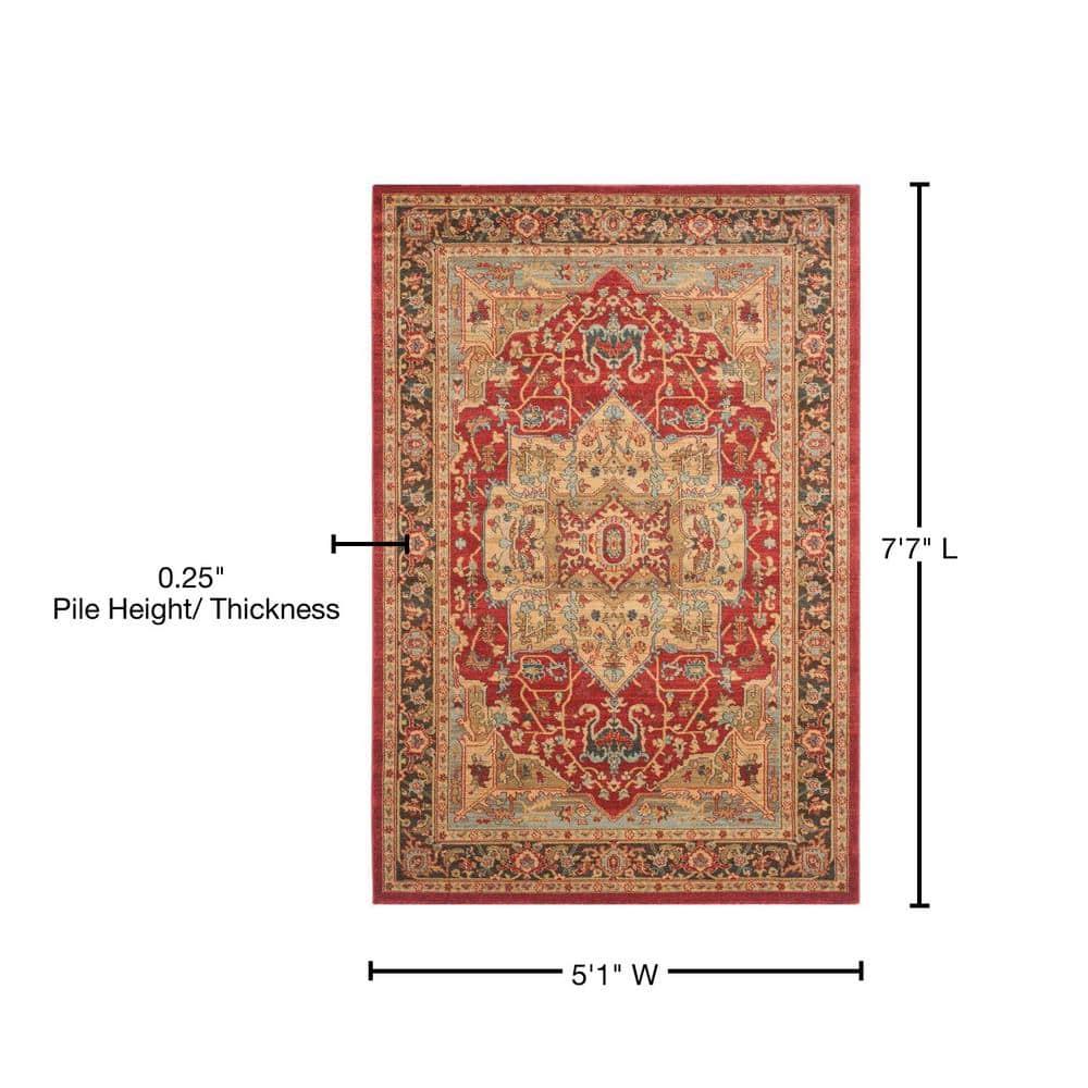 Mahal MAH625 Power Loomed Area Rug - Natural/Navy - 5'1"x7'7" - Safavieh.