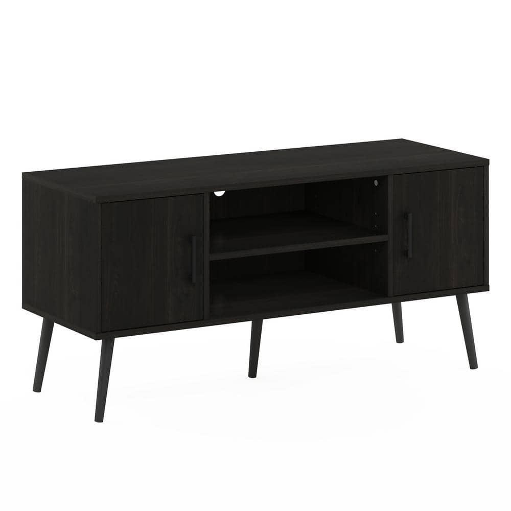 Furinno Mid-Century TV Stand Entertainment Media Console w/2 Cabinets&Open Storage Shelves for TVs up to 50",Espresso